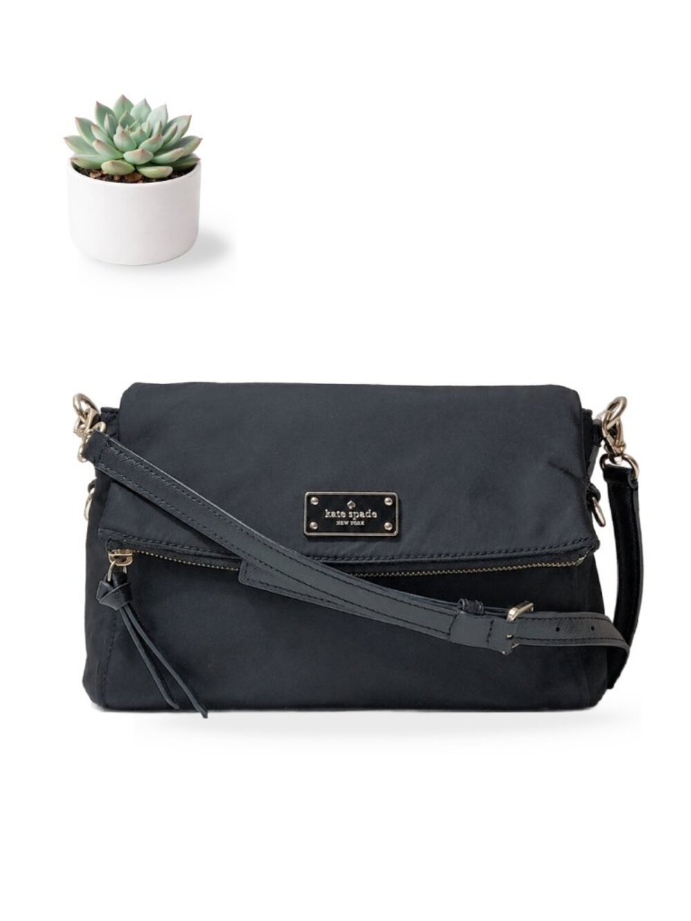 Kate Spade Nylon Bag Wilson Road Miri Black Flap Crossbody Shoulder Handbag